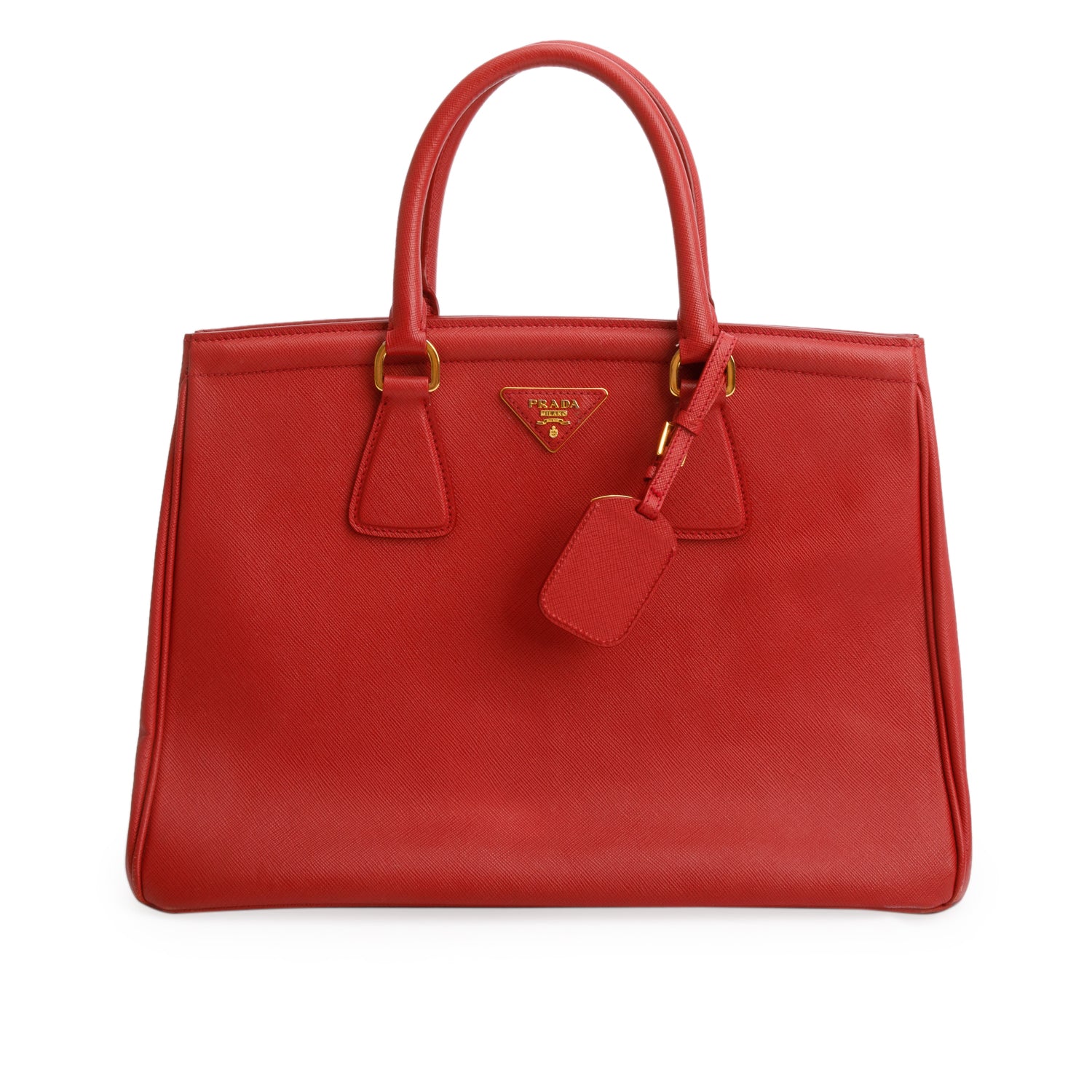 Prada Saffiano Lux Parabole Tote Handbag Red Medium Tote Bag
