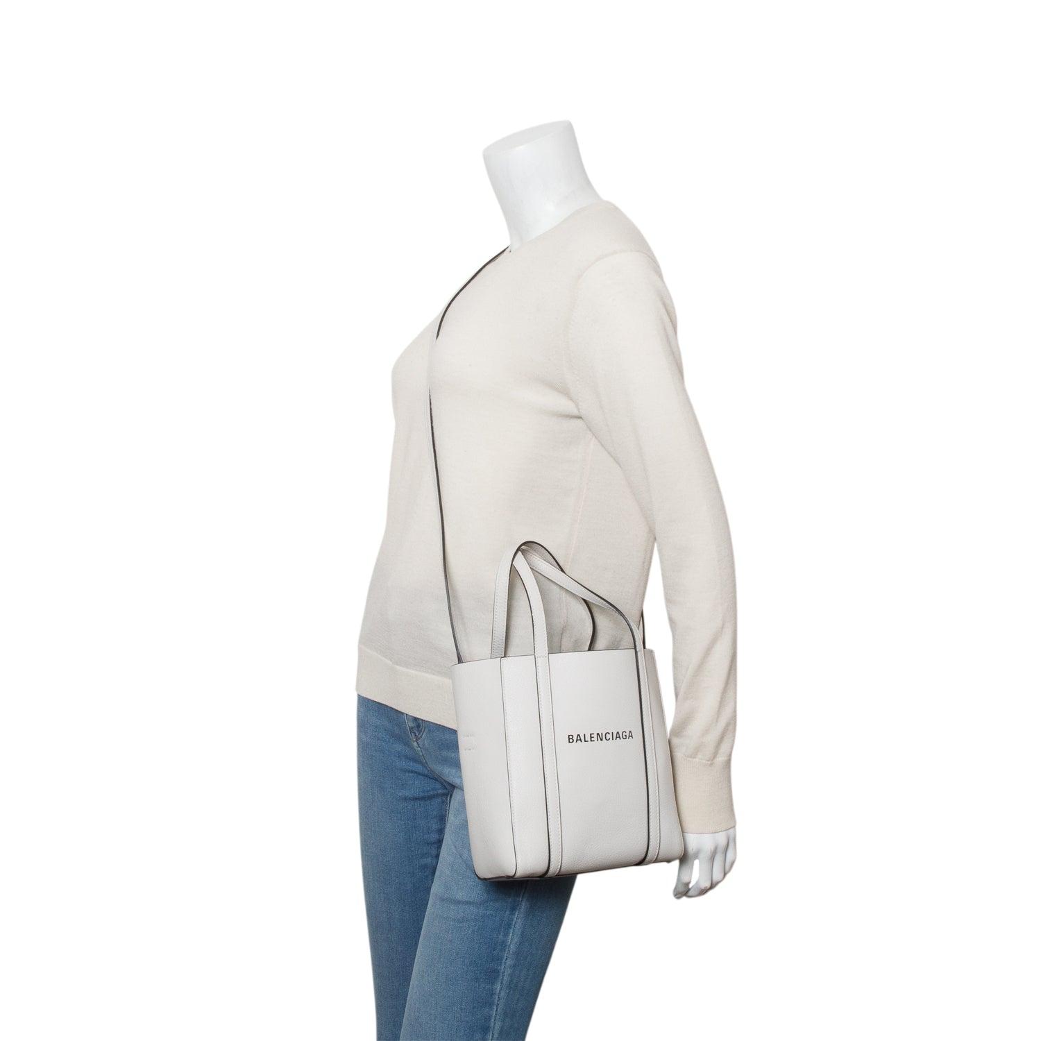 Balenciaga Smooth Calfskin Xxs Everyday Tote White Logo Tote Bag