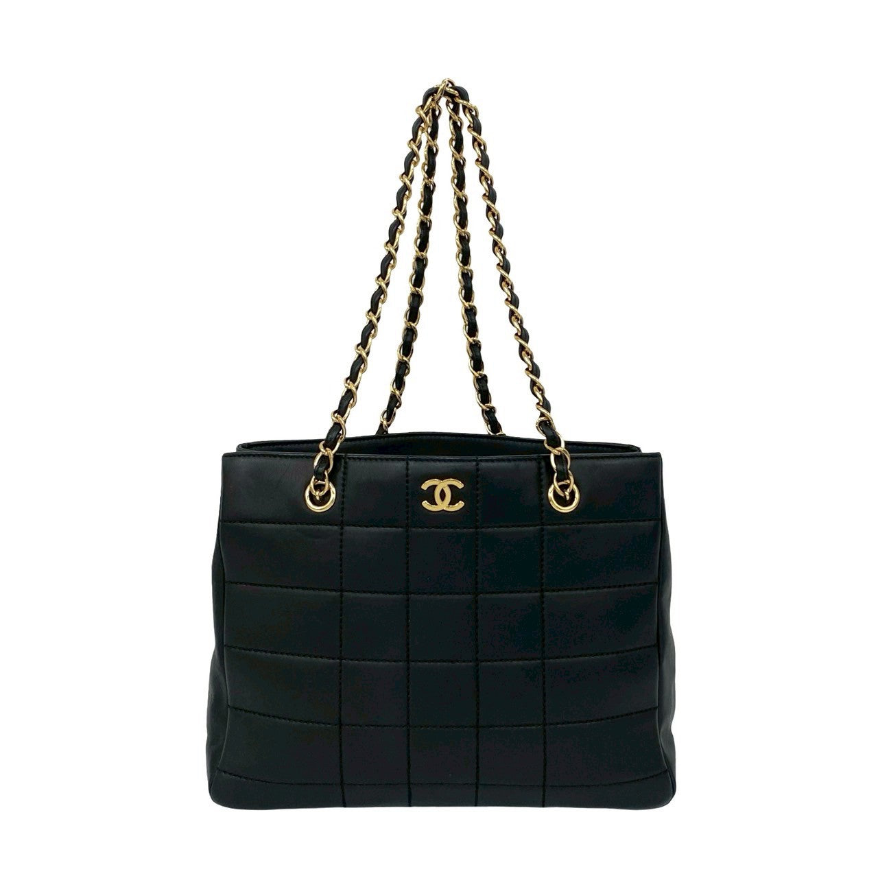 Chanel lambskin Chocolate bar Black Tote Bag