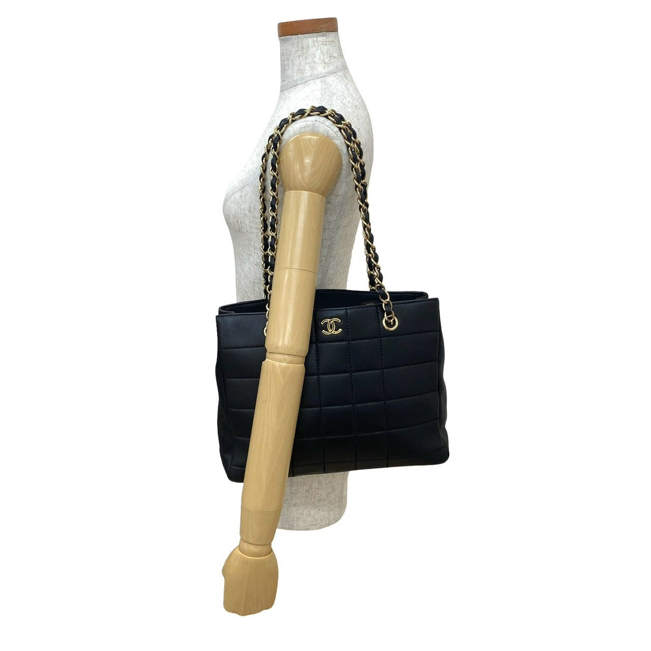 Chanel lambskin Chocolate bar Black Tote Bag
