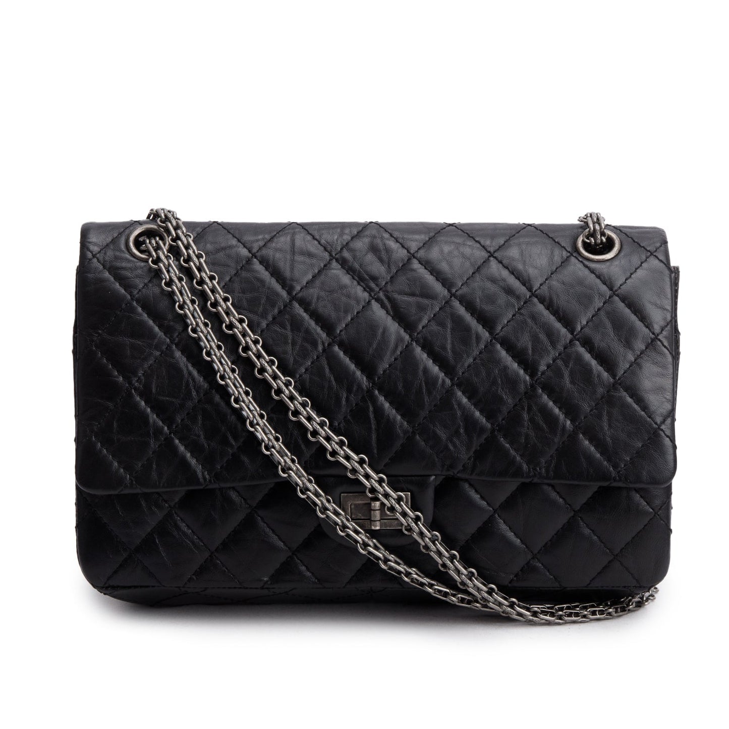 Chanel Aged 2.55 Reissue 226 Double Leather Calfskin Black Travel Bag Authenticity Card