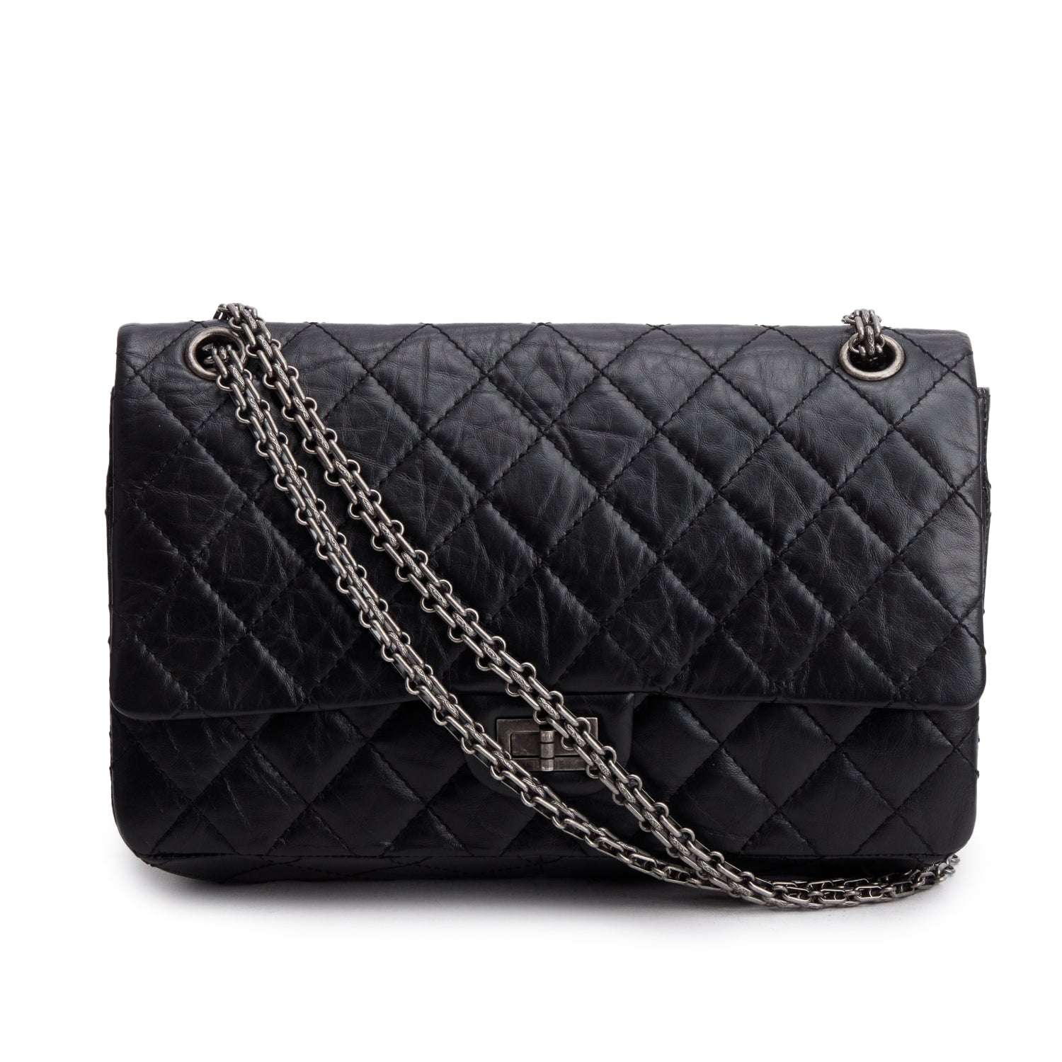 Chanel Aged 2.55 Reissue 226 Double Leather Calfskin Black Travel Bag Authenticity Card