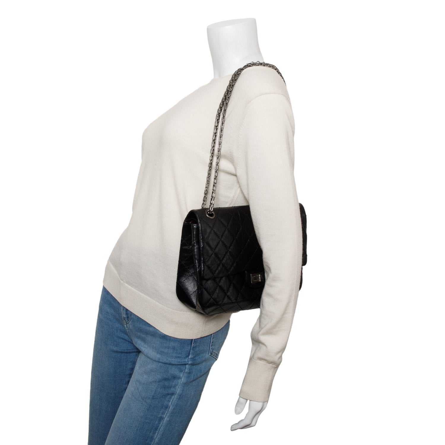 Chanel Aged 2.55 Reissue 226 Double Leather Calfskin Black Travel Bag Authenticity Card