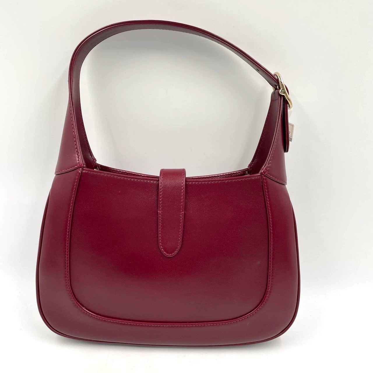 Gucci Jackie Ancora Burgundy Shoulder Bag Clasp Leather Red