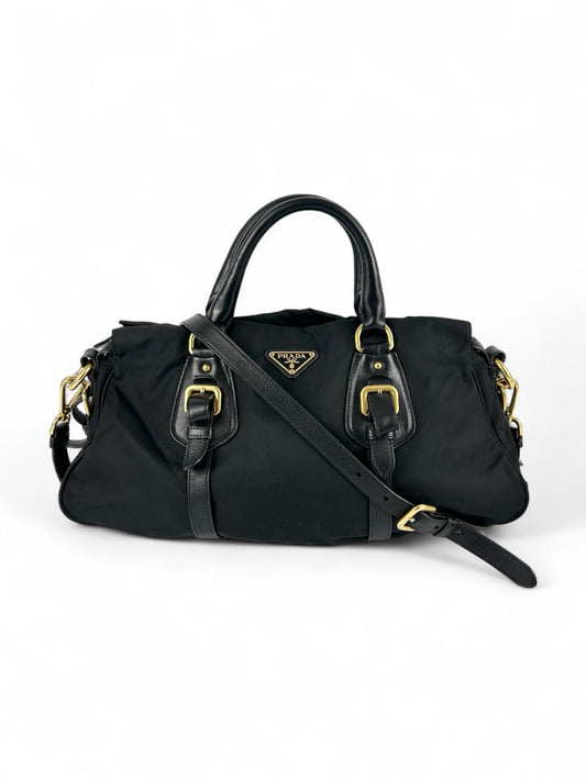 Prada Handbag Tessuto Satchel with extension strap Nylon Black Satchel Bag