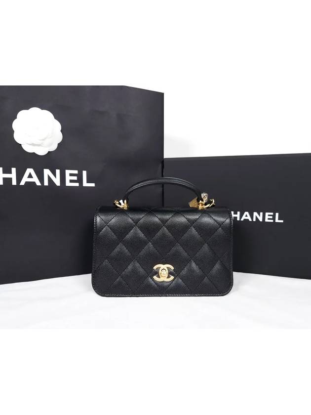 WoMen's CC Logo Gold Hardware Grained Calfskin Flap Cross Bag Black Chanel