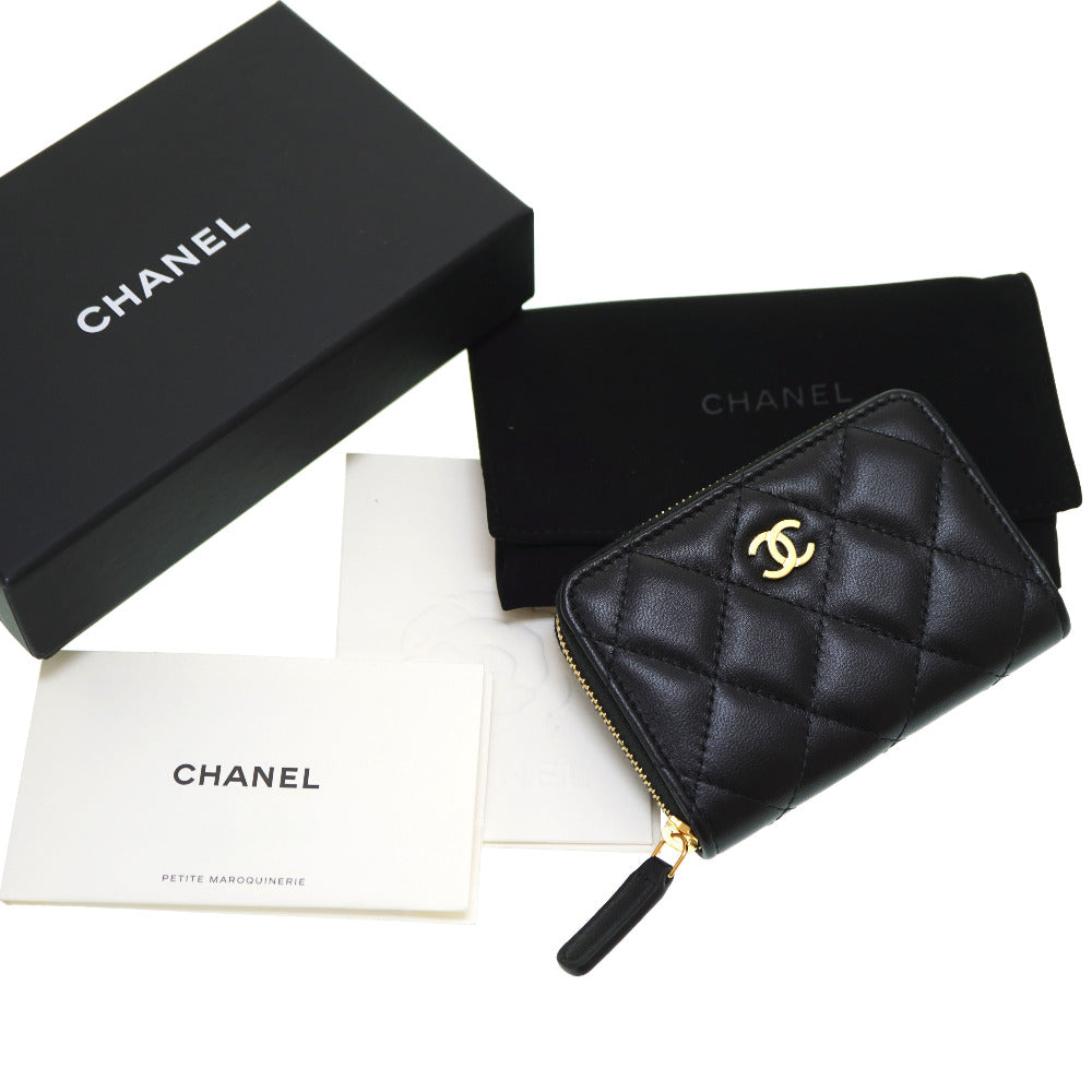 Chanel Coin lambskin Zip Around Coin Black Handbag