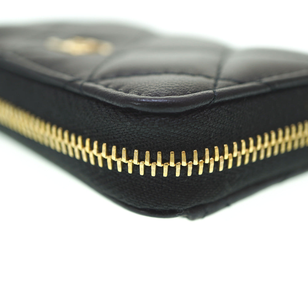 Chanel Coin lambskin Zip Around Coin Black Handbag