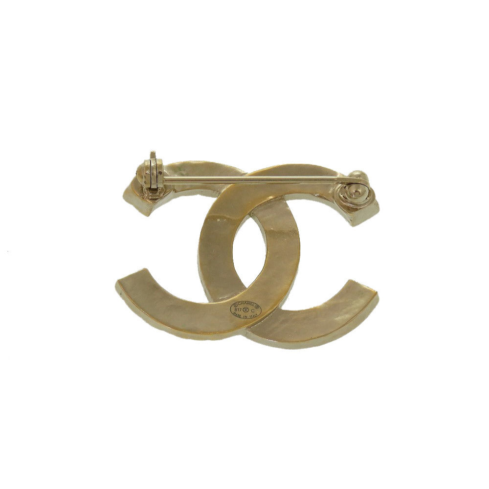 Chanel Brooch Rhinestone COCO Mark Gold Handbag