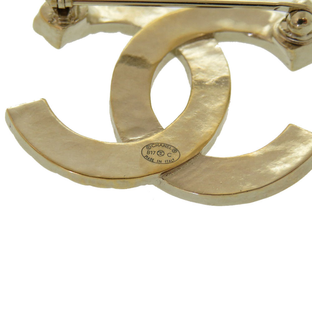 Chanel Brooch Rhinestone COCO Mark Gold Handbag