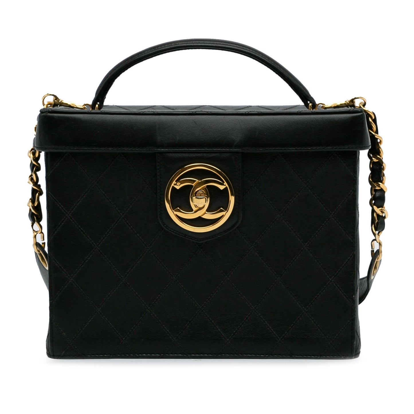 Black Chanel Matelasse Lambskin Vanity Bag