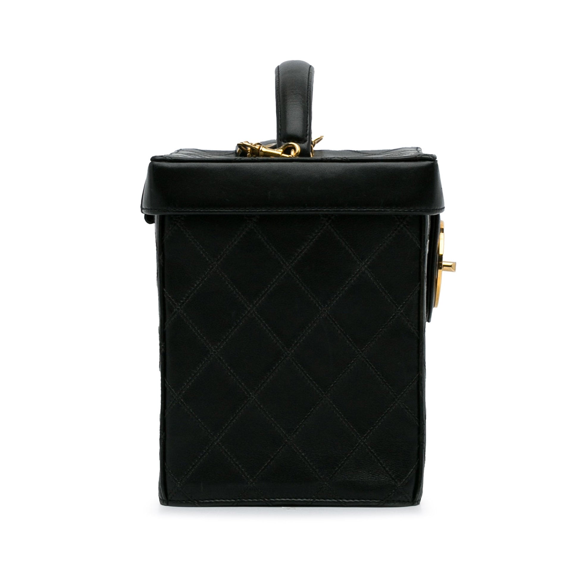Black Chanel Matelasse Lambskin Vanity Bag