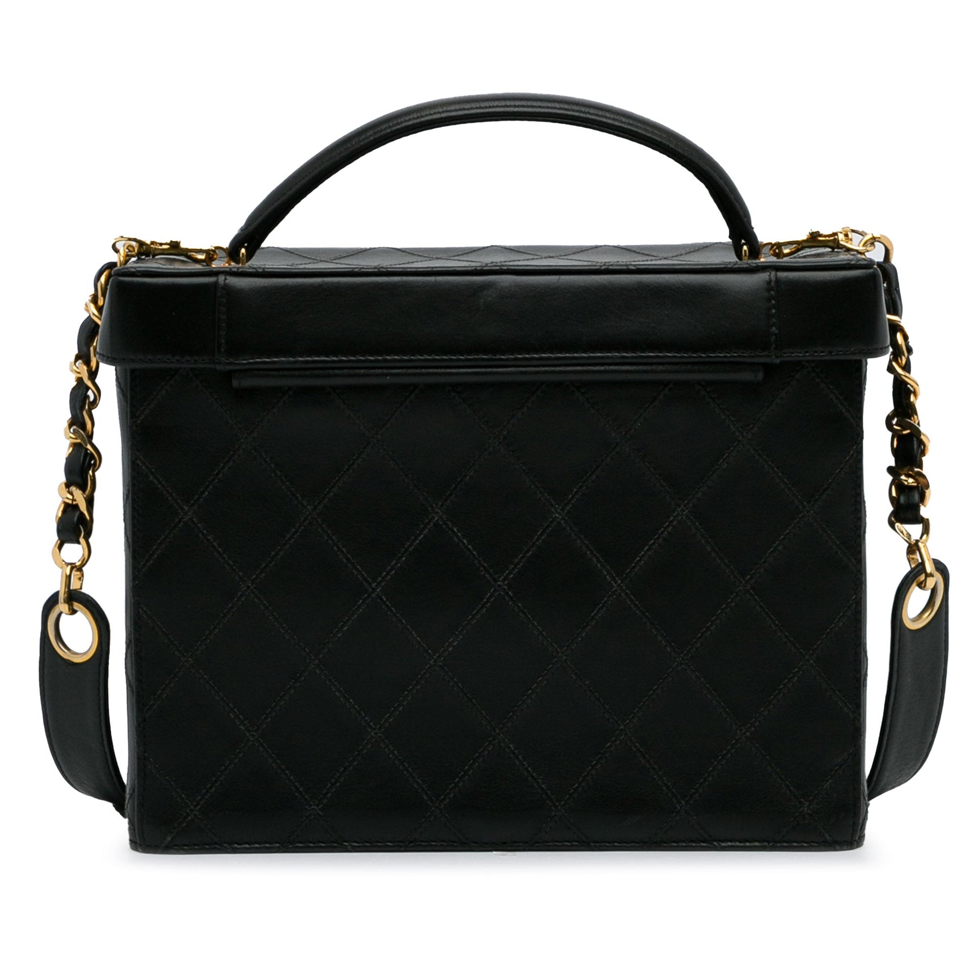 Black Chanel Matelasse Lambskin Vanity Bag