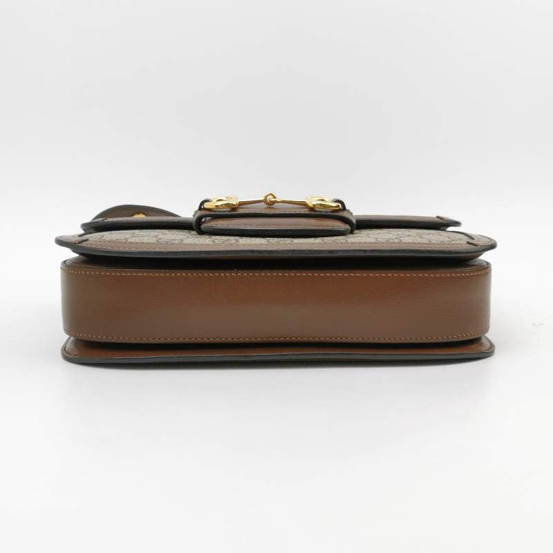 Gucci Horsebit GG Monogram Leather Canvas Brown Travel Bag