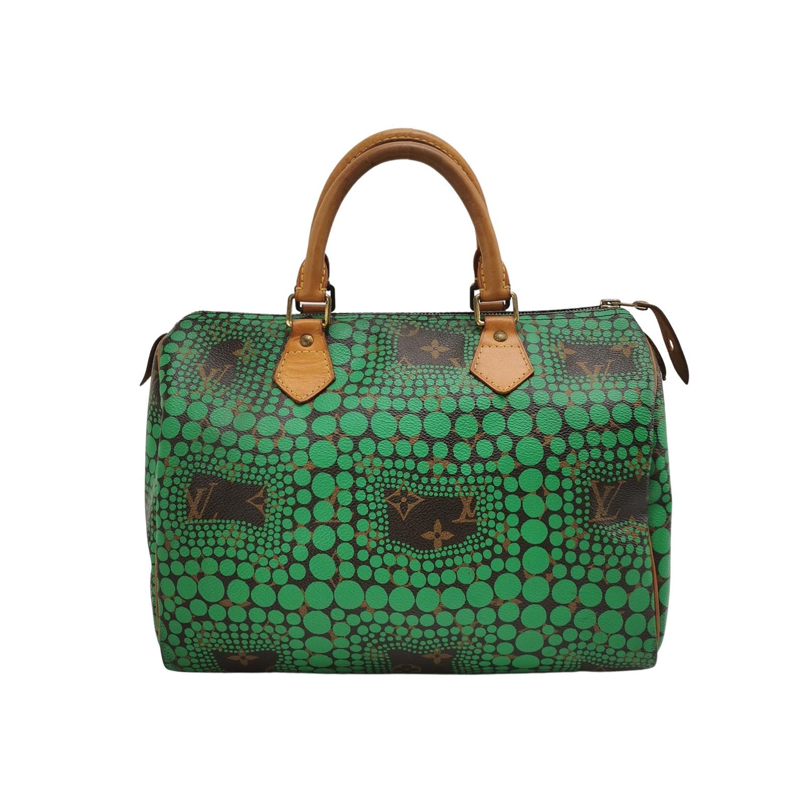 Louis Vuitton Kusama Town Speedy 30 Green Top Handle Handbag Bag 1