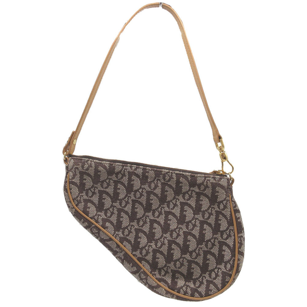 Dior Christian Handbag Saddle Pouch Trotter Women Canvas Brown Travel Bag