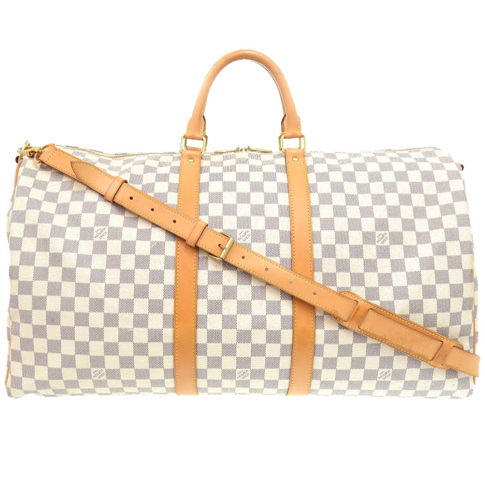 Louis Vuitton Boston Duffel N41429 Damier Azur Canvas White Travel Bag