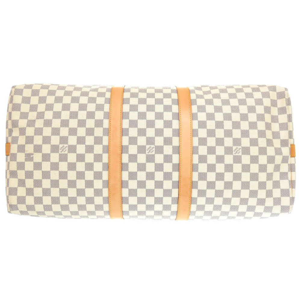 Louis Vuitton Boston Duffel N41429 Damier Azur Canvas White Travel Bag