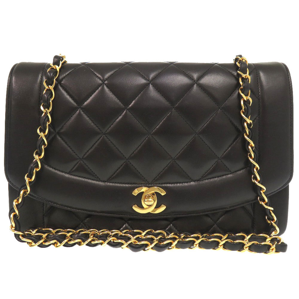 Chanel lambskin Diana 25 Matelasse COCO Mark Black Shoulder Bag