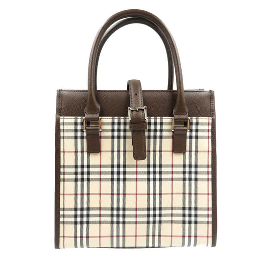 Burberry Coated Women Handbag Canvas Beige Travel Bag