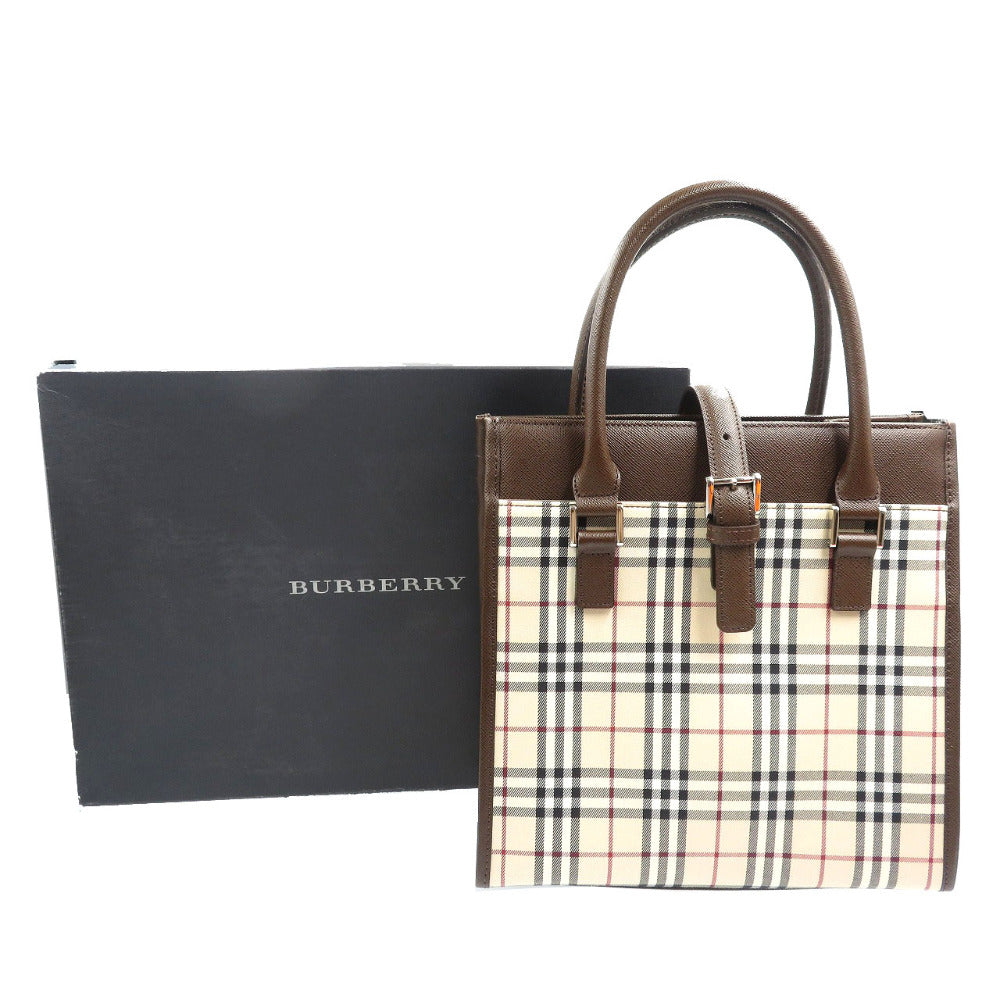 Burberry Coated Women Handbag Canvas Beige Travel Bag