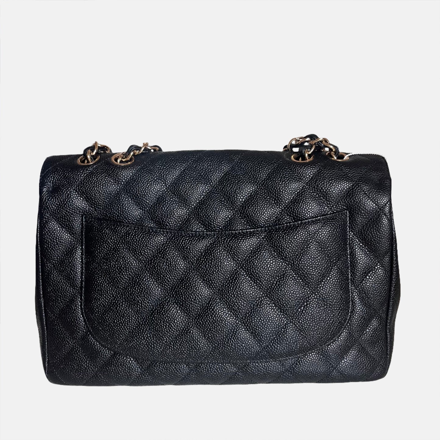 Chanel Classic Flap Jumbo Caviar Single Flap Black Gold Leather Handbag Gold Hardware