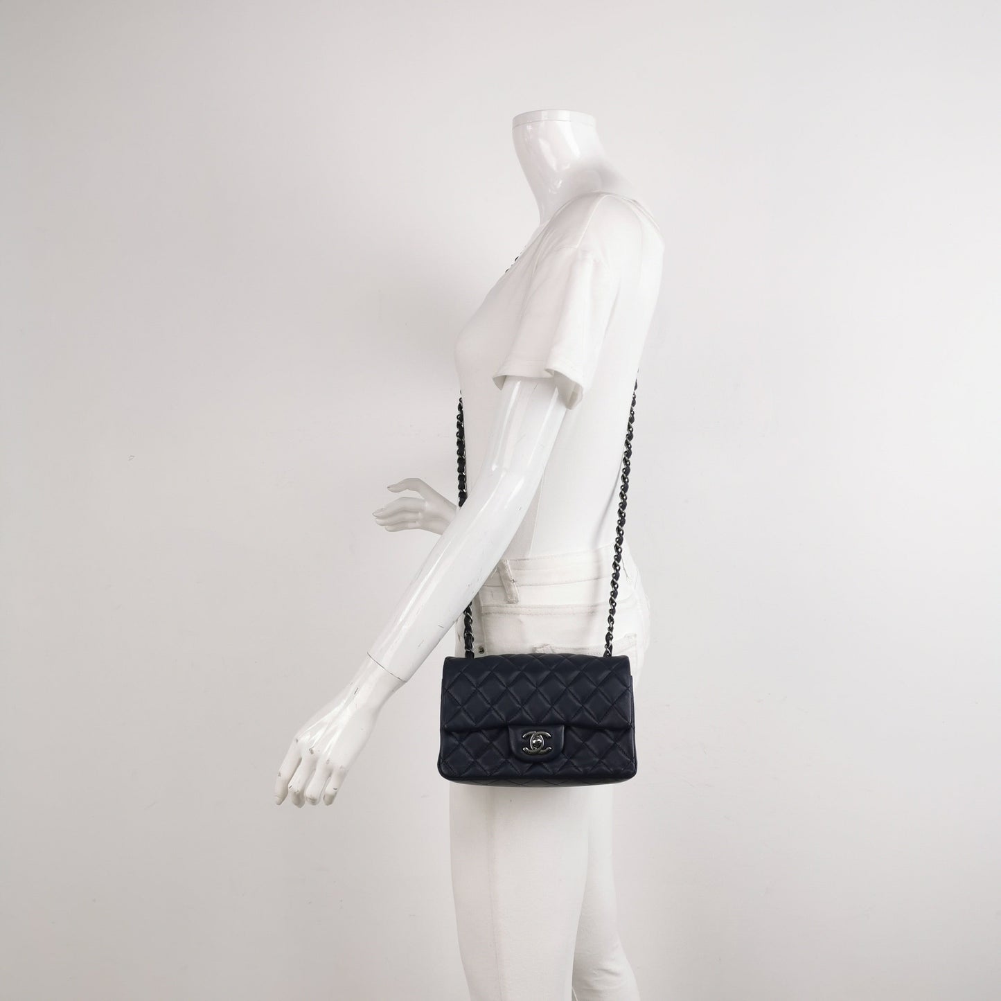 Chanel Classic Flap Rectangular Navy Lambskin Mini Bag 3