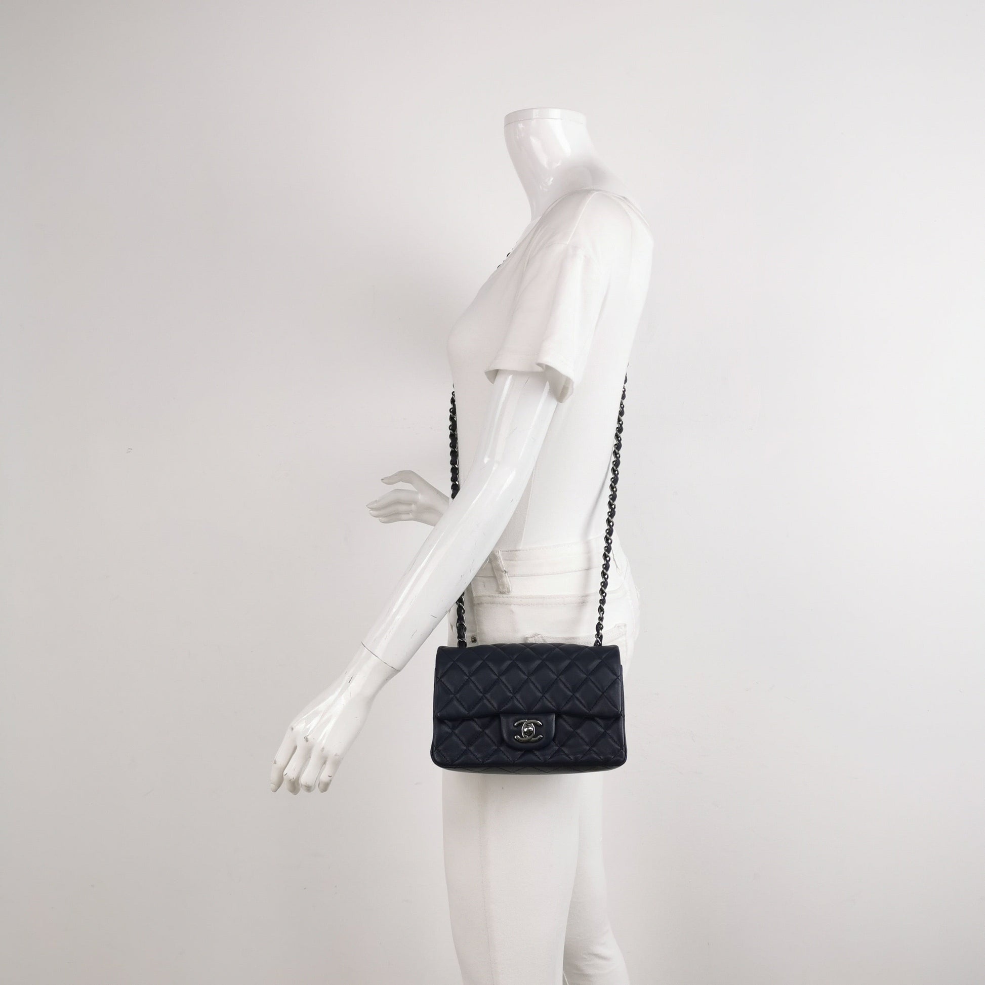 Chanel Classic Flap Rectangular Navy Lambskin Mini Bag 3