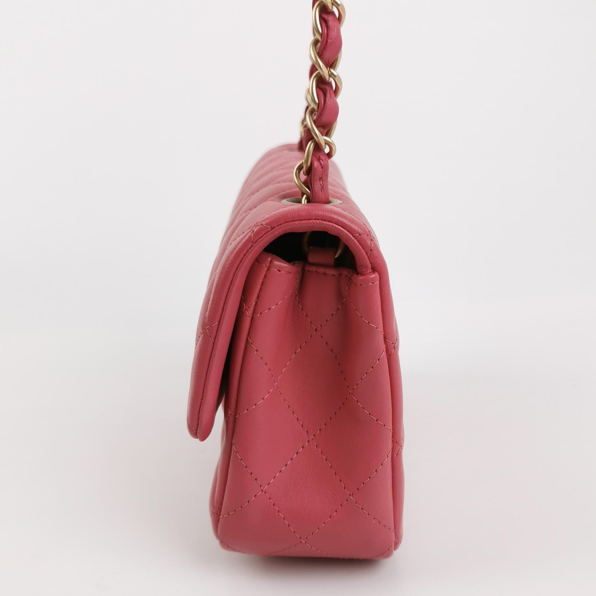 Chanel Classic Flap Rectangular Lambskin Hardware Pink Gold Mini Bag Hardware 1