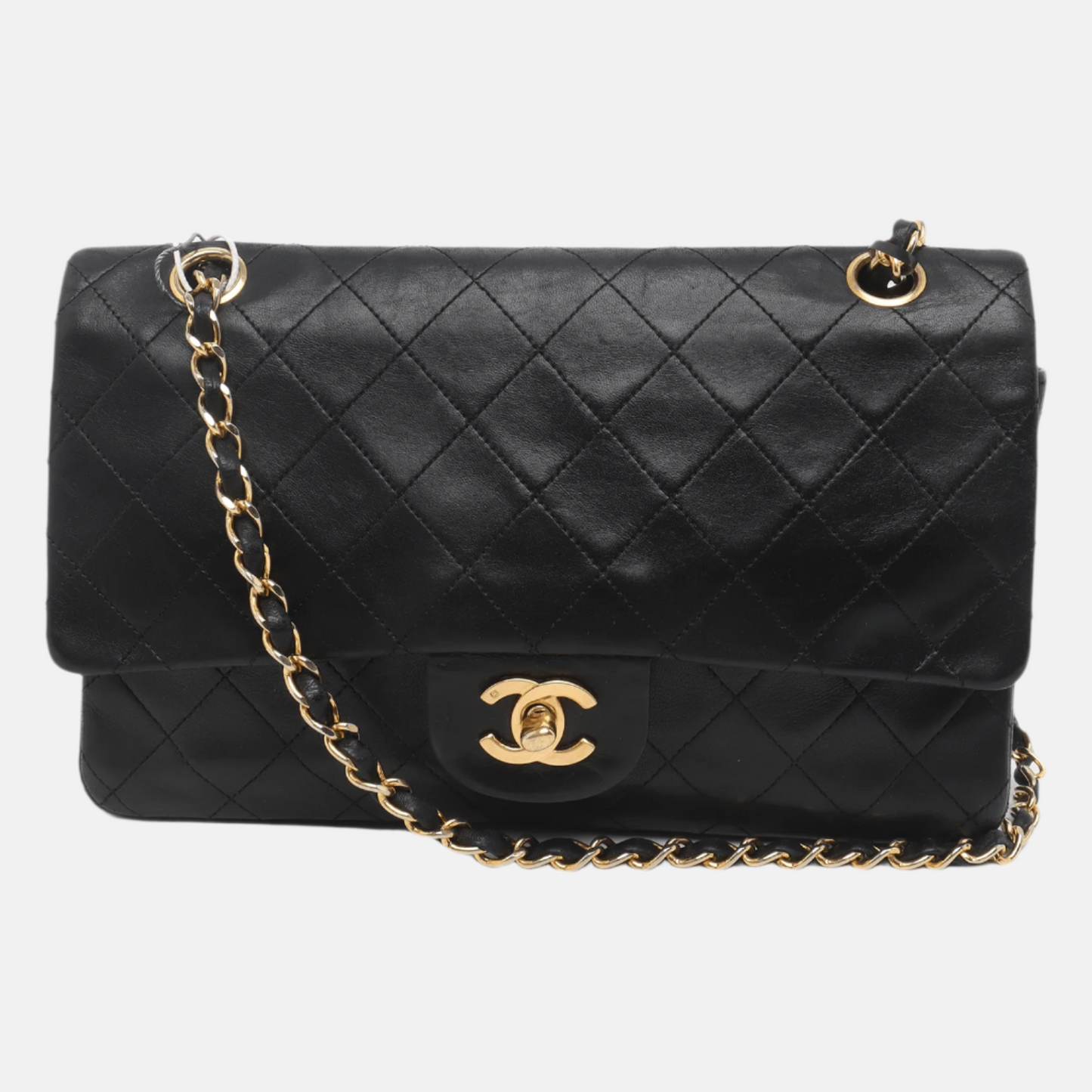 Chanel Classic Flap Lambskin 24k Hardware Black Gold Leather Handbag 6