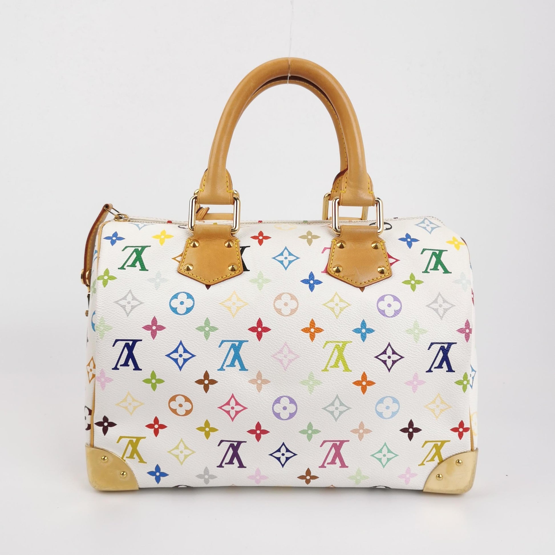 Louis Vuitton x Takashi Murakami Speedy 30 Lock Multicolor White Handbag Multicolor 15