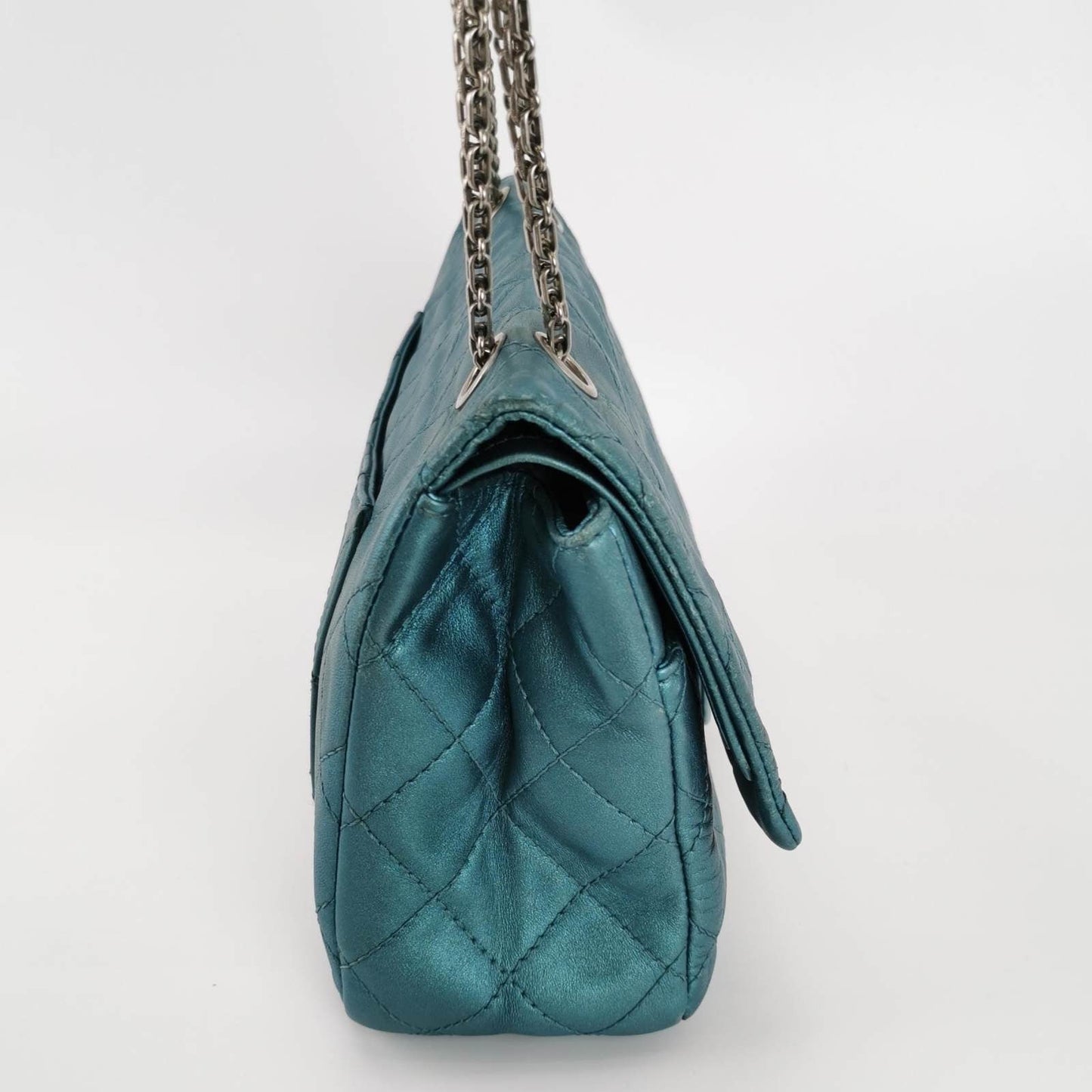 Chanel 2.55 Flap Lambskin Teal Blue Green Leather Shoulder Bag