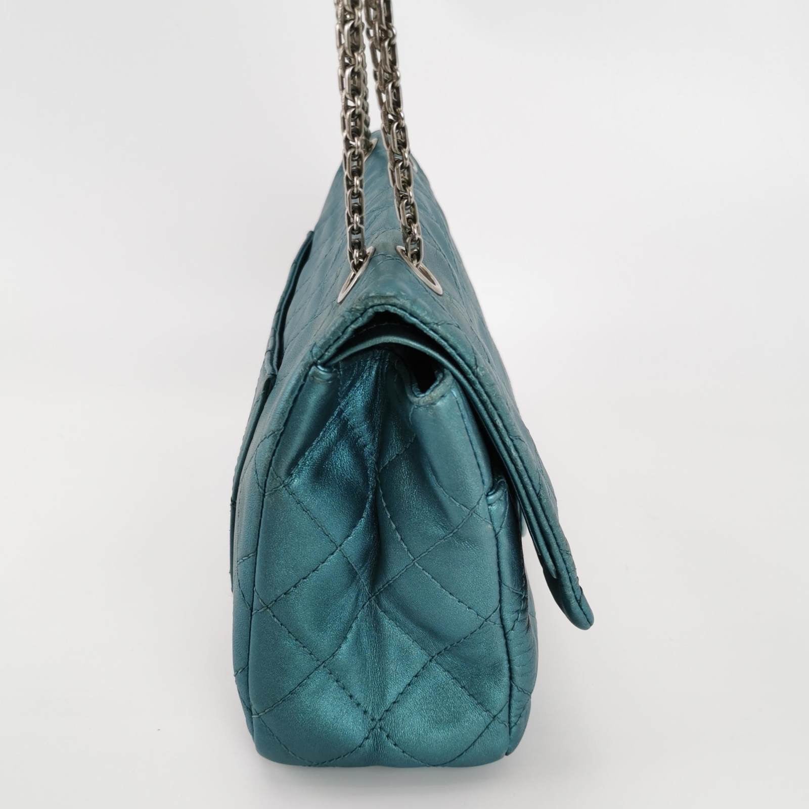 Chanel 2.55 Flap Lambskin Teal Blue Green Leather Shoulder Bag