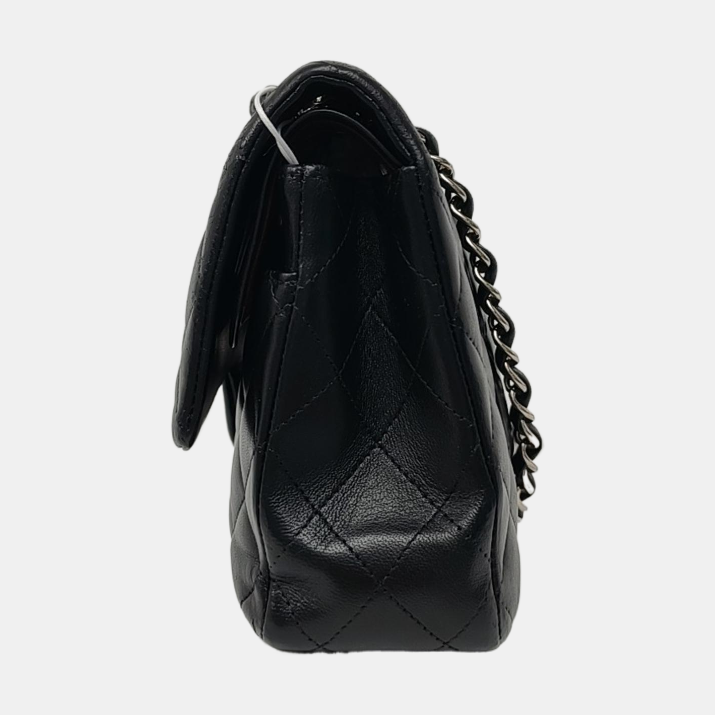Chanel Timeless Classic Flap Lambskin Hardware Black Silver Leather Handbag 5