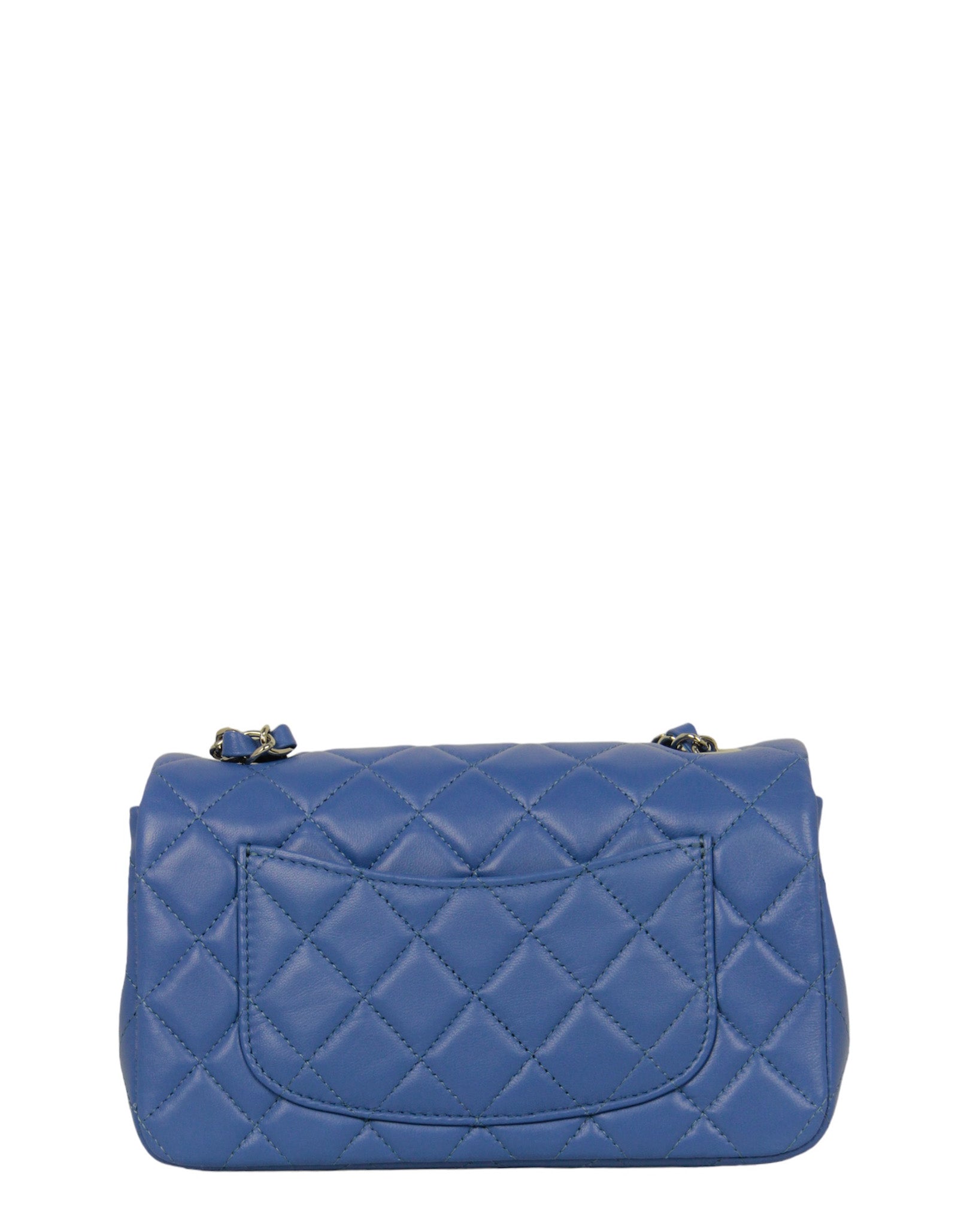 Chanel Blue Lambskin Rectangular Mini Flap Bag