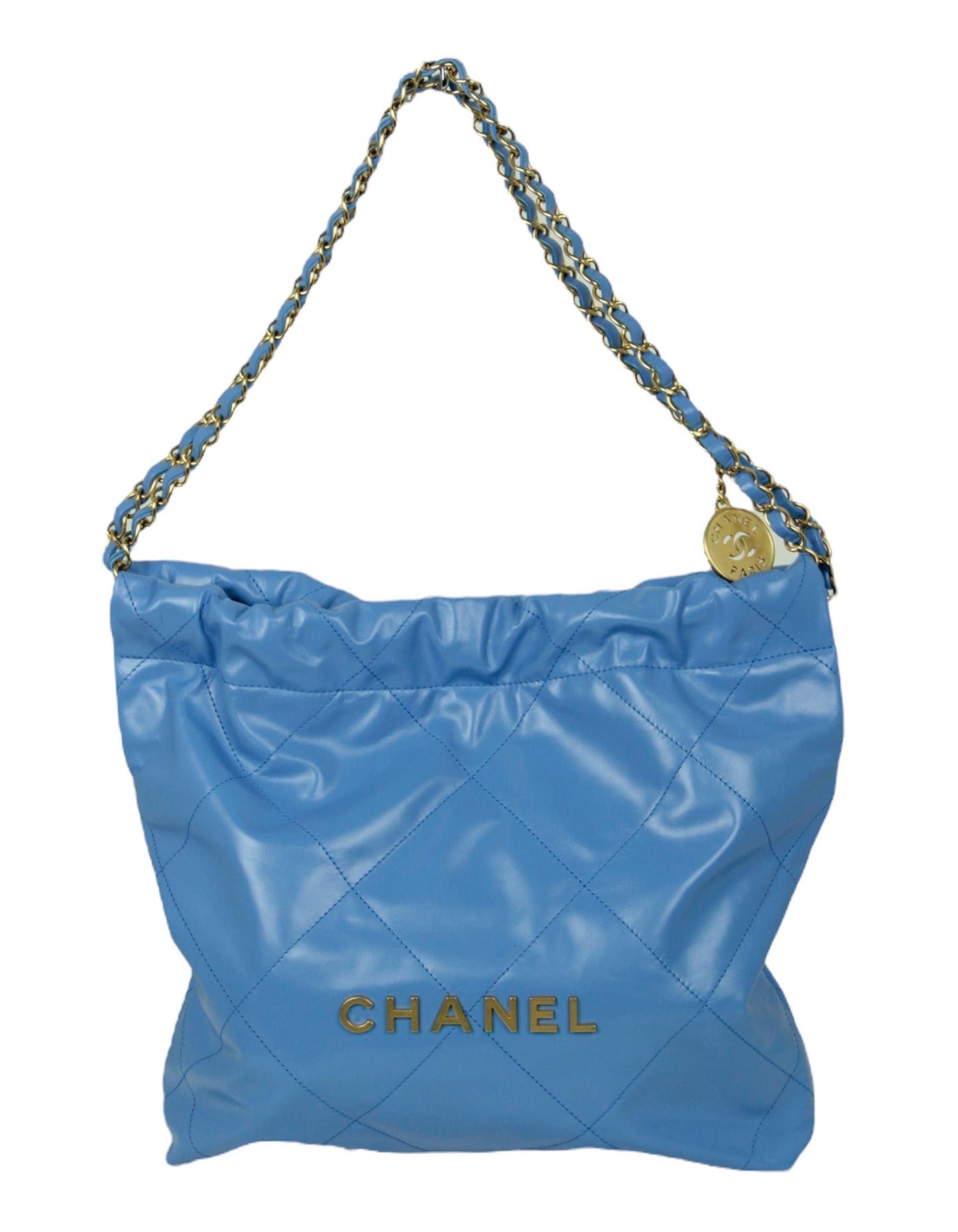 Chanel Blue Leather Quilted Chanel 22 Tote Bag