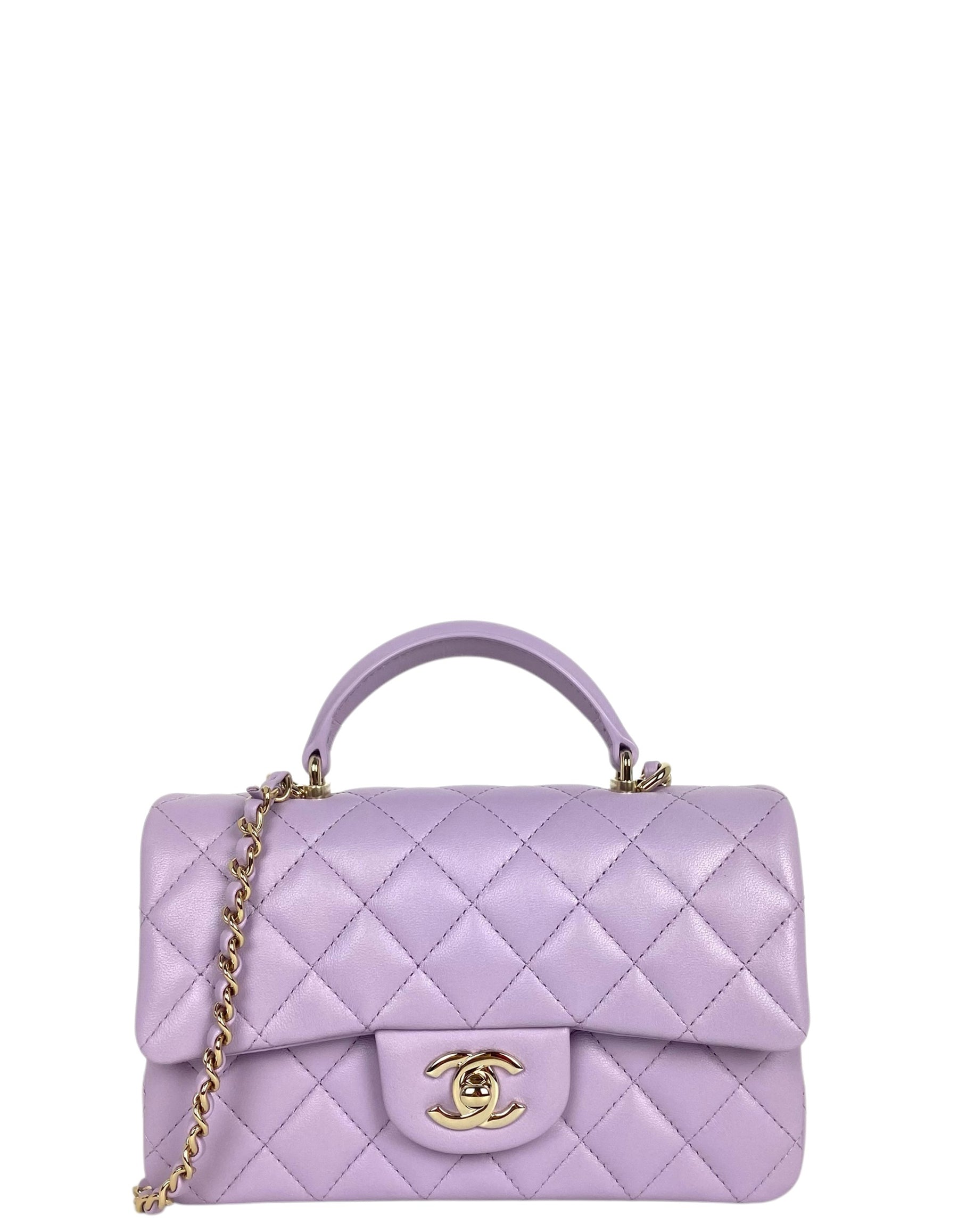 Chanel '24 Light Purple Lambskin Rectangular Mini Flap W/ Handle Women Shoes