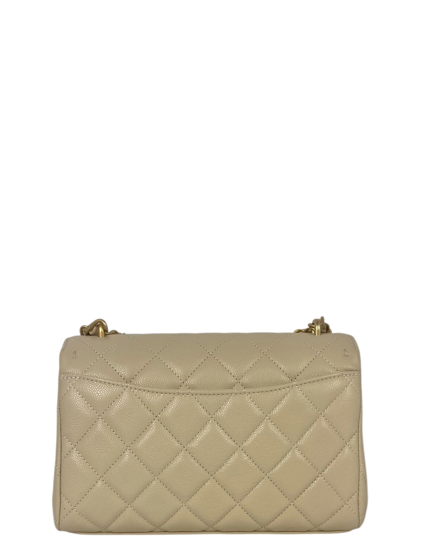 Chanel Beige Small Cc Chain Flap Bag