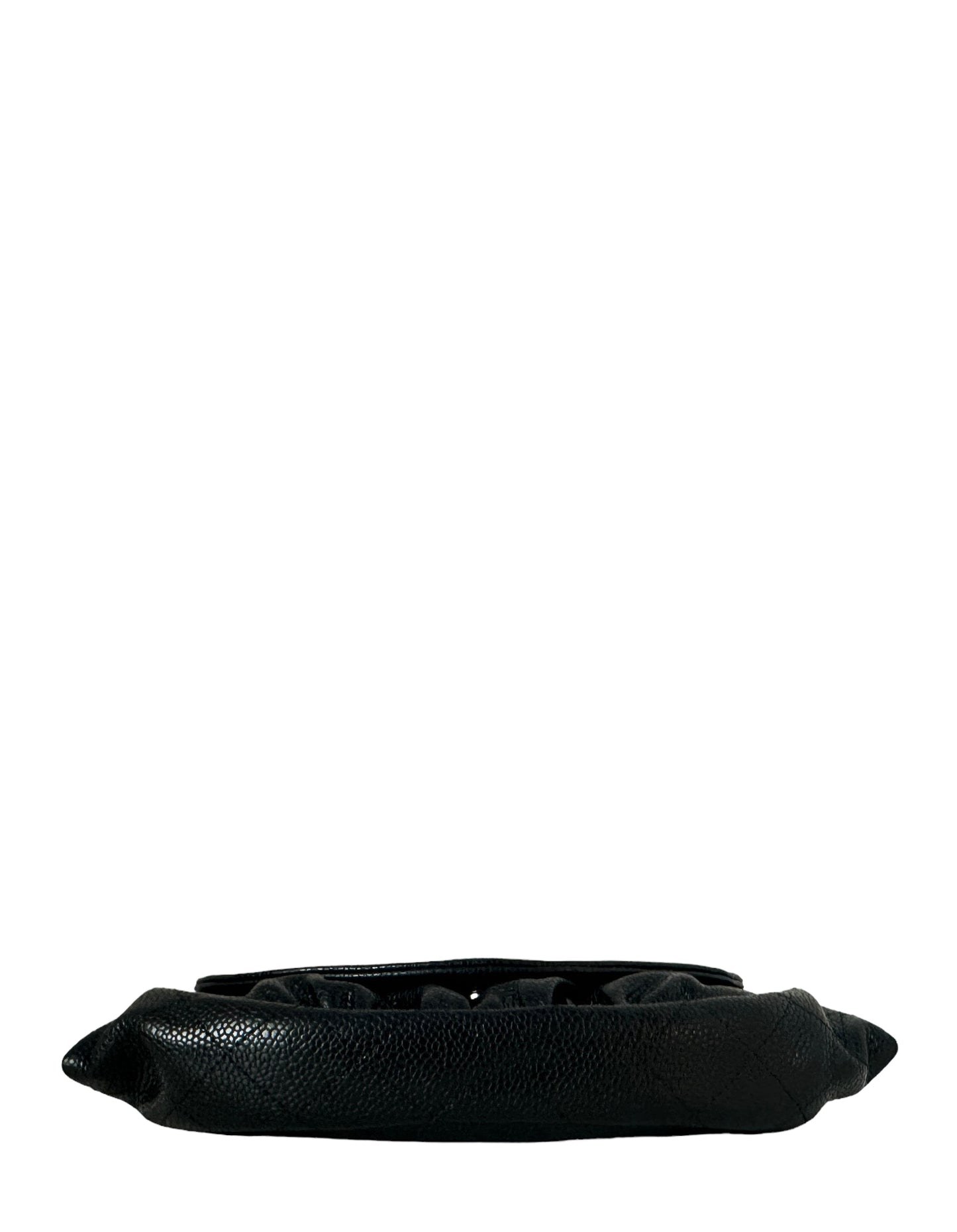 Chanel Black Caviar Leather Half Moon Wallet On Chain WOC Crossbody Bag