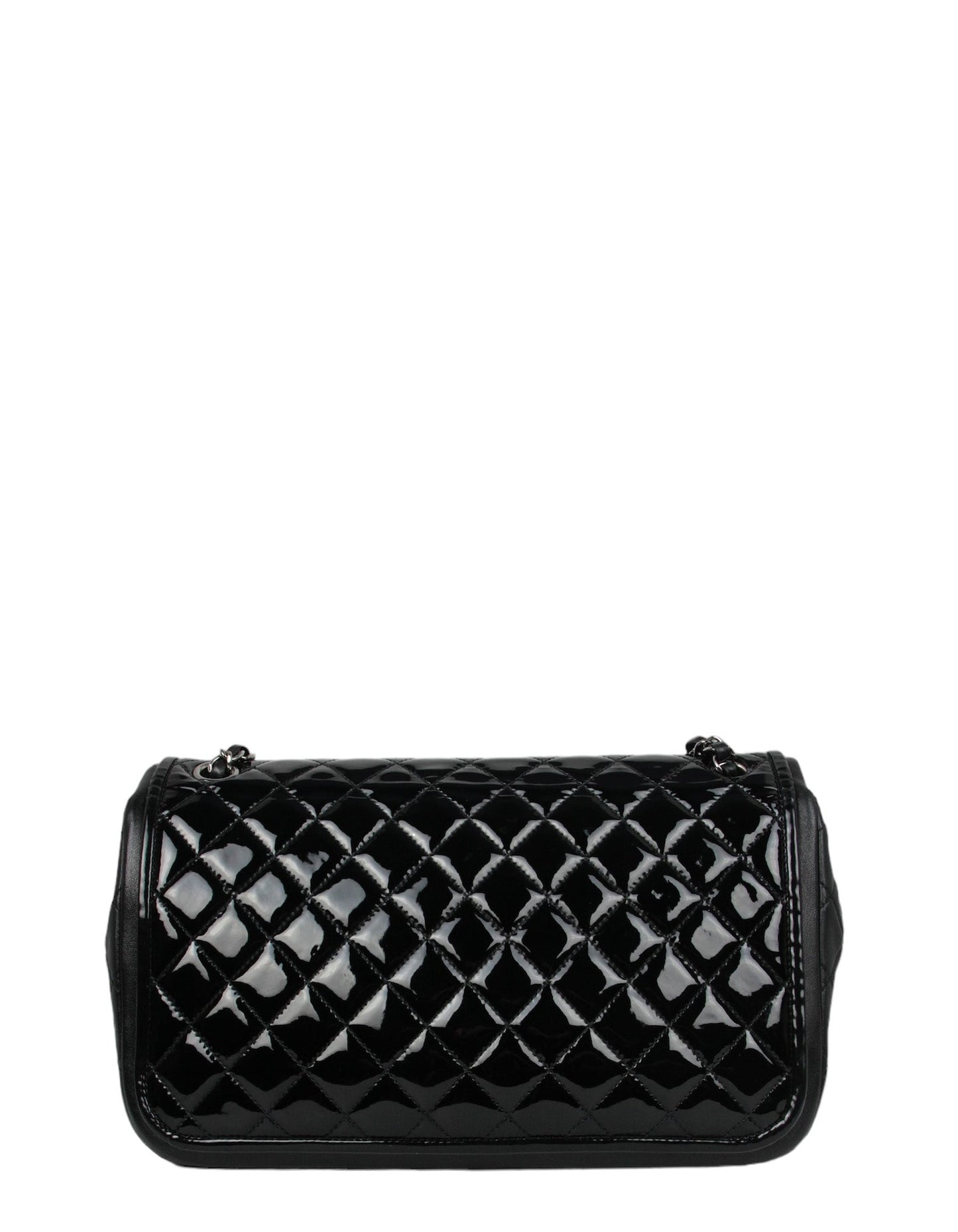 Chanel Black Classic Twist Patent Flap Bag w/ Lambskin Trim