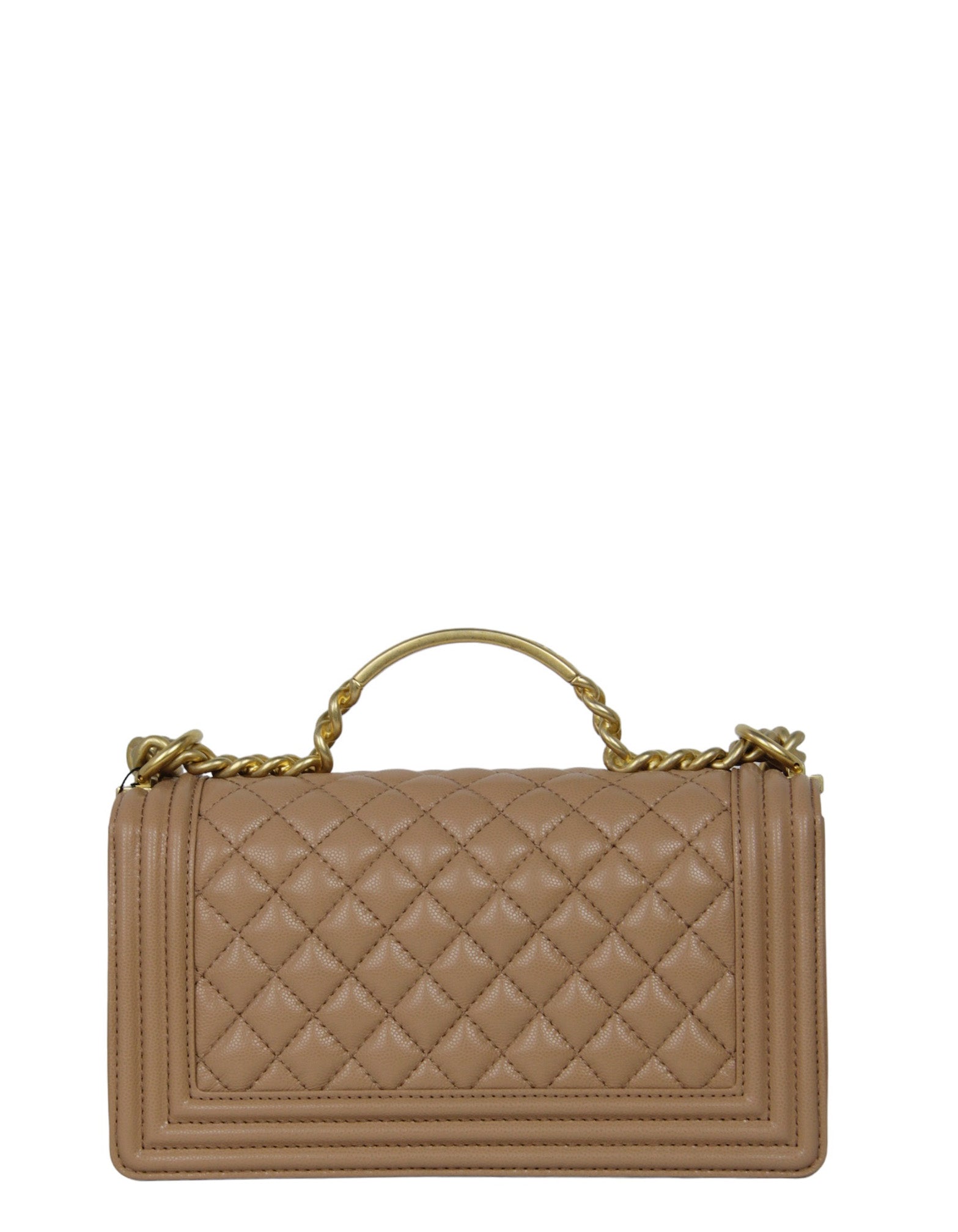 2CHANEL Dark Beige Caviar Quilted Medium Top Handle Boy Flap Db 100