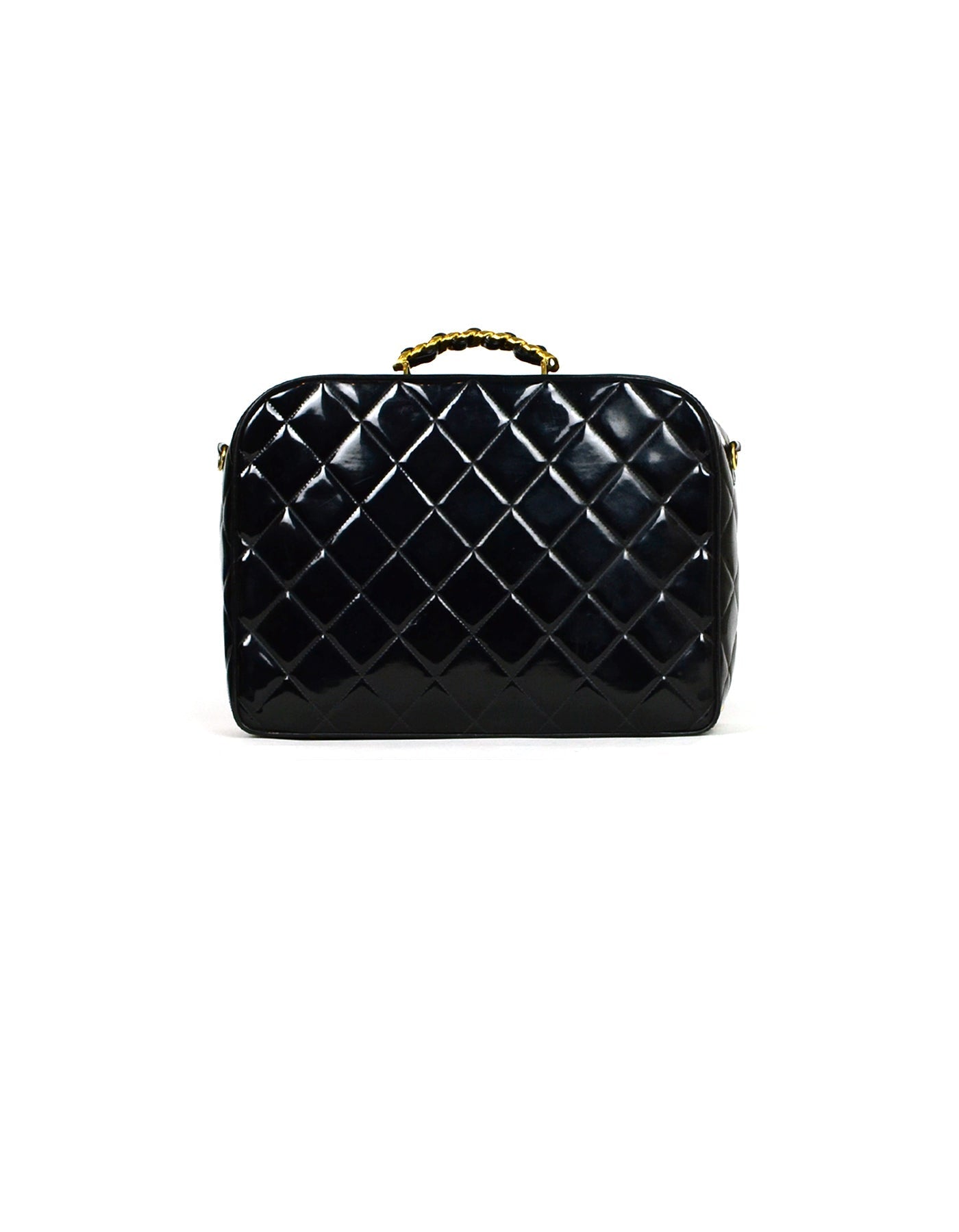 Chanel   Black Patent ZIp Around Bag