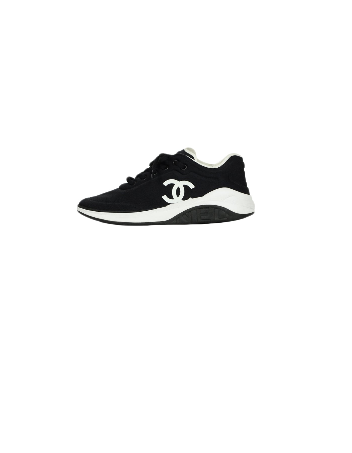 Chanel 2019 Black White Lycra CC Trainers Sneakers Sz 39 for Women