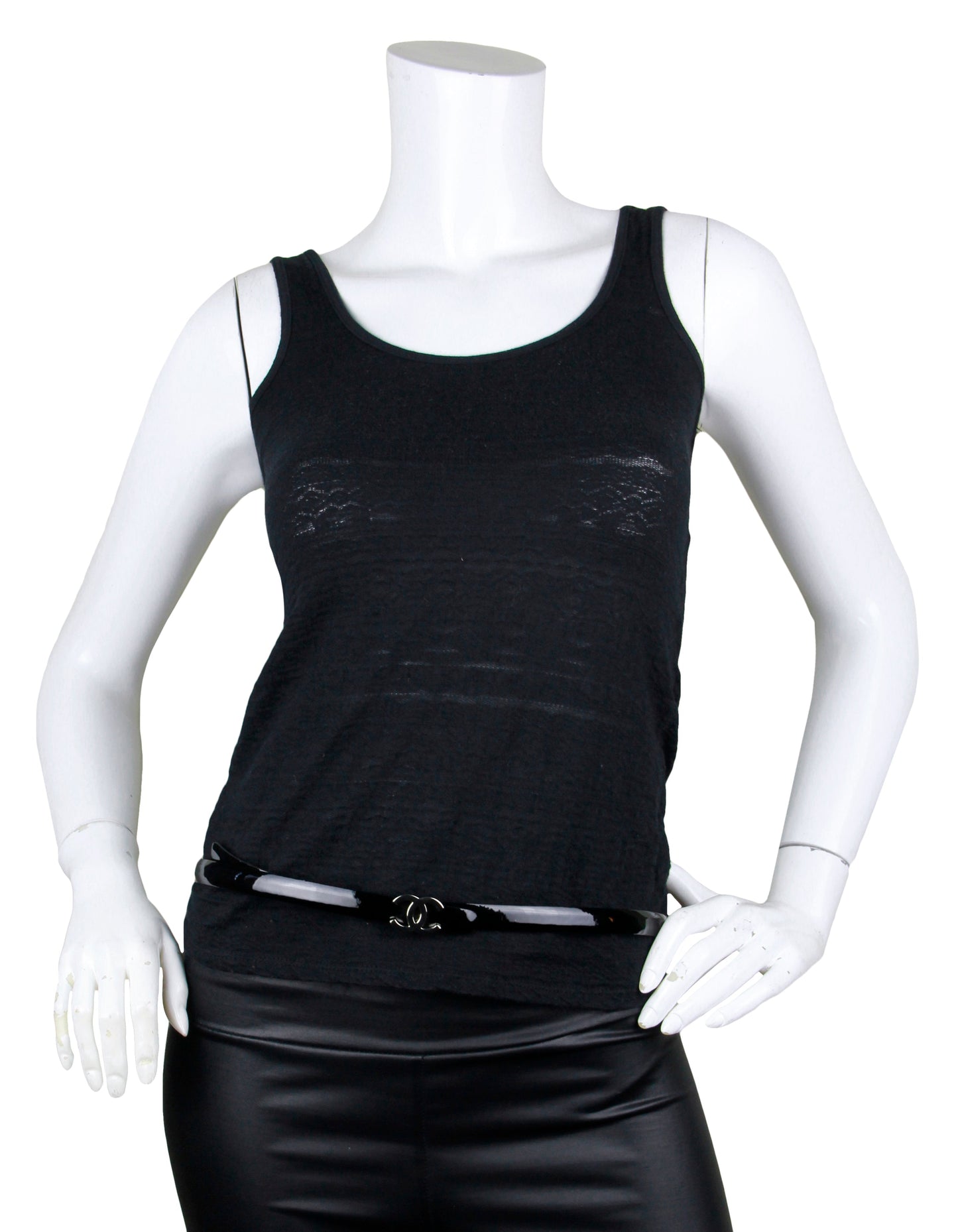 Chanel Black Patent Calfskin Leather Cc Logo Skinny Belt Sz 90 Bag