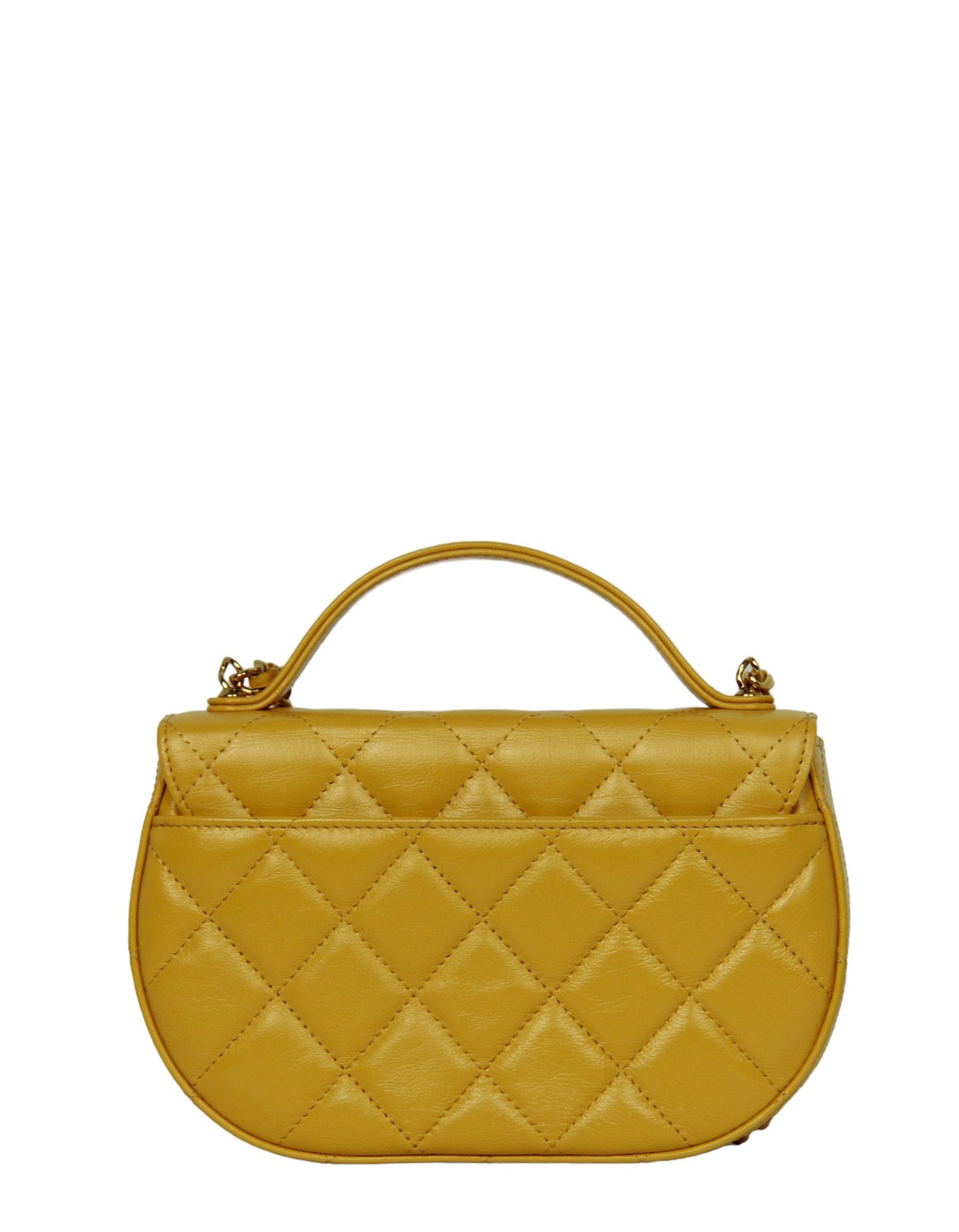 Chanel Mustard Yellow Lambskin Quilted Handle Women Shoes