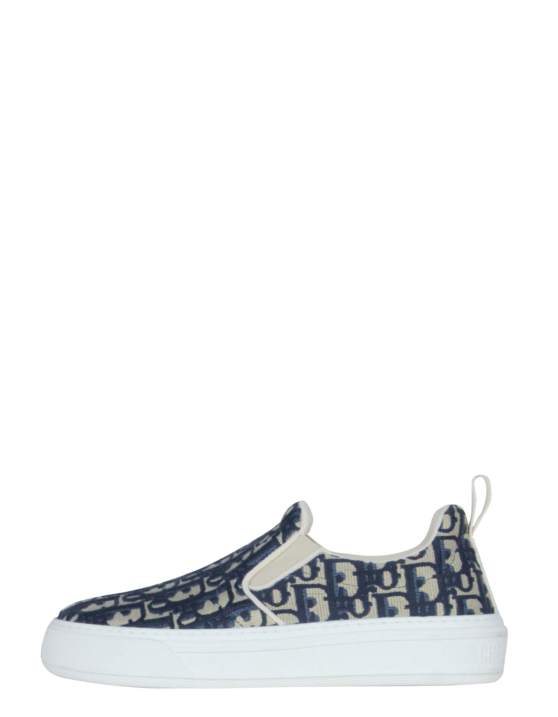 Dior Shoe Christian Oblique Solar Sneakers sz 38 Canvas Monogram Blue Shoes
