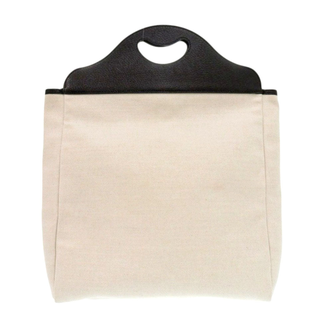 Gucci Ivory Crest Leather Canvas Logo Tote Bag