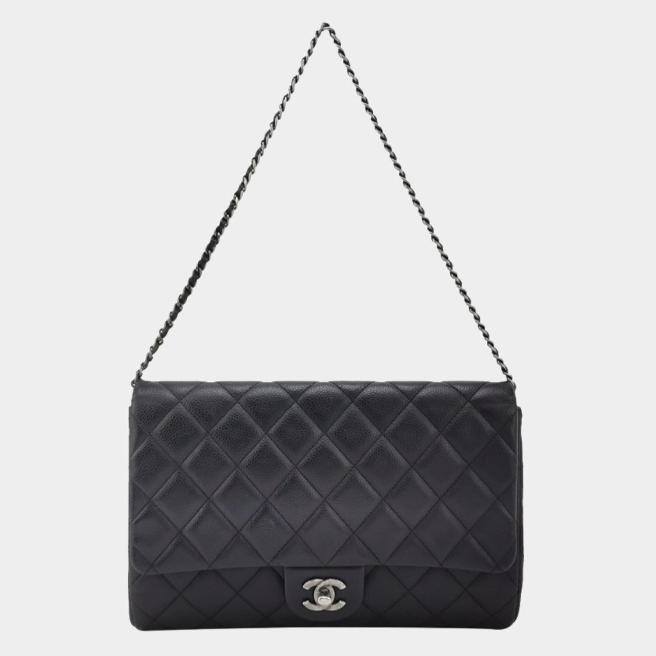 Chanel Envelope Chains Caviar Black Leather Shoulder Bag