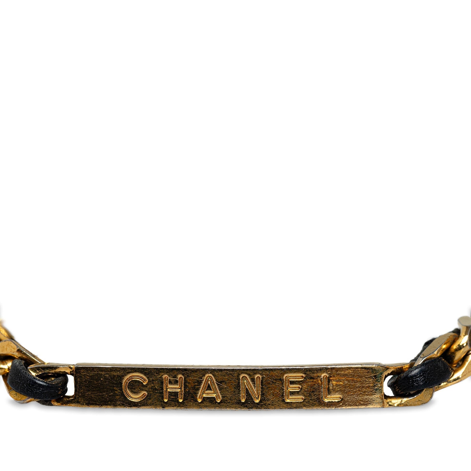 CHANEL Leather Woven Chain Bracelet Costume Bracelet