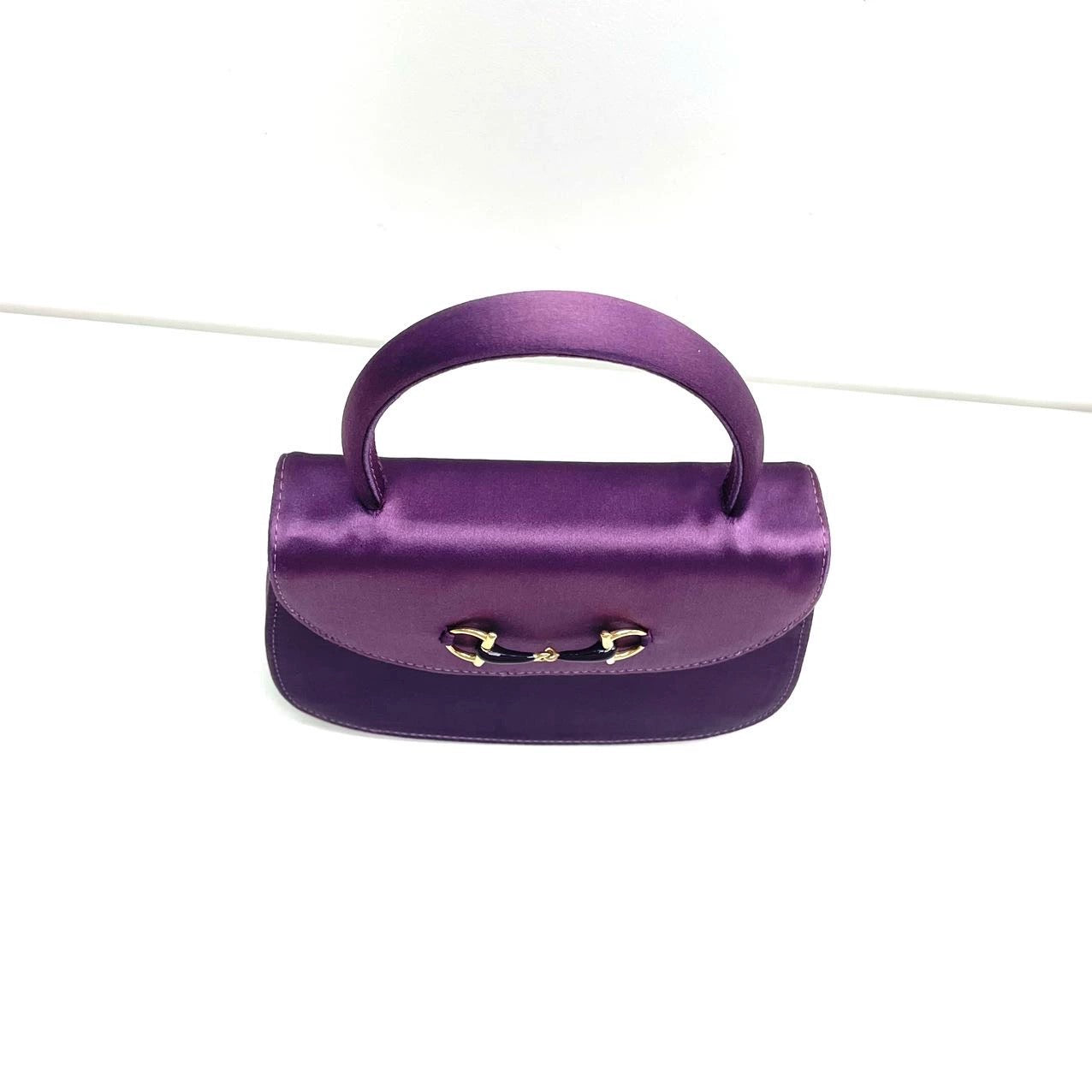 Gucci Horsebit Night Super Purple Strap Satin Mini Top Handle Travel Bag